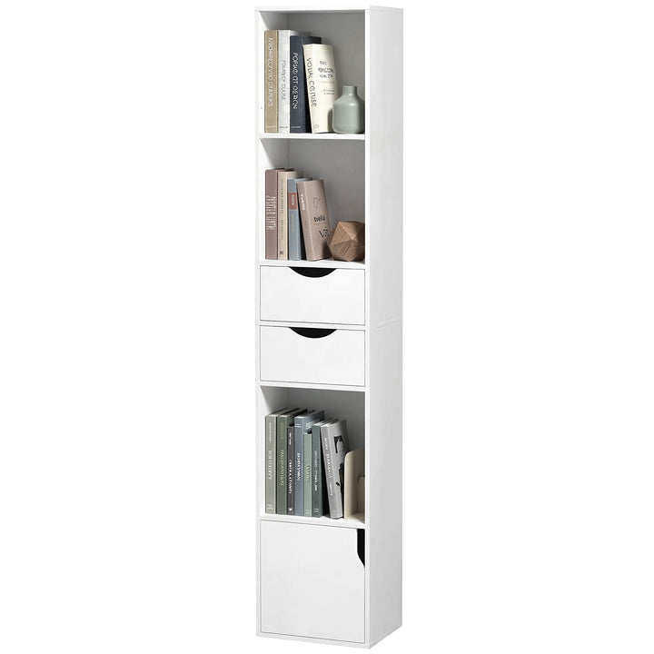 Bogreol med 2 skuffer, smal, til kontor, 30x24x158cm hvid