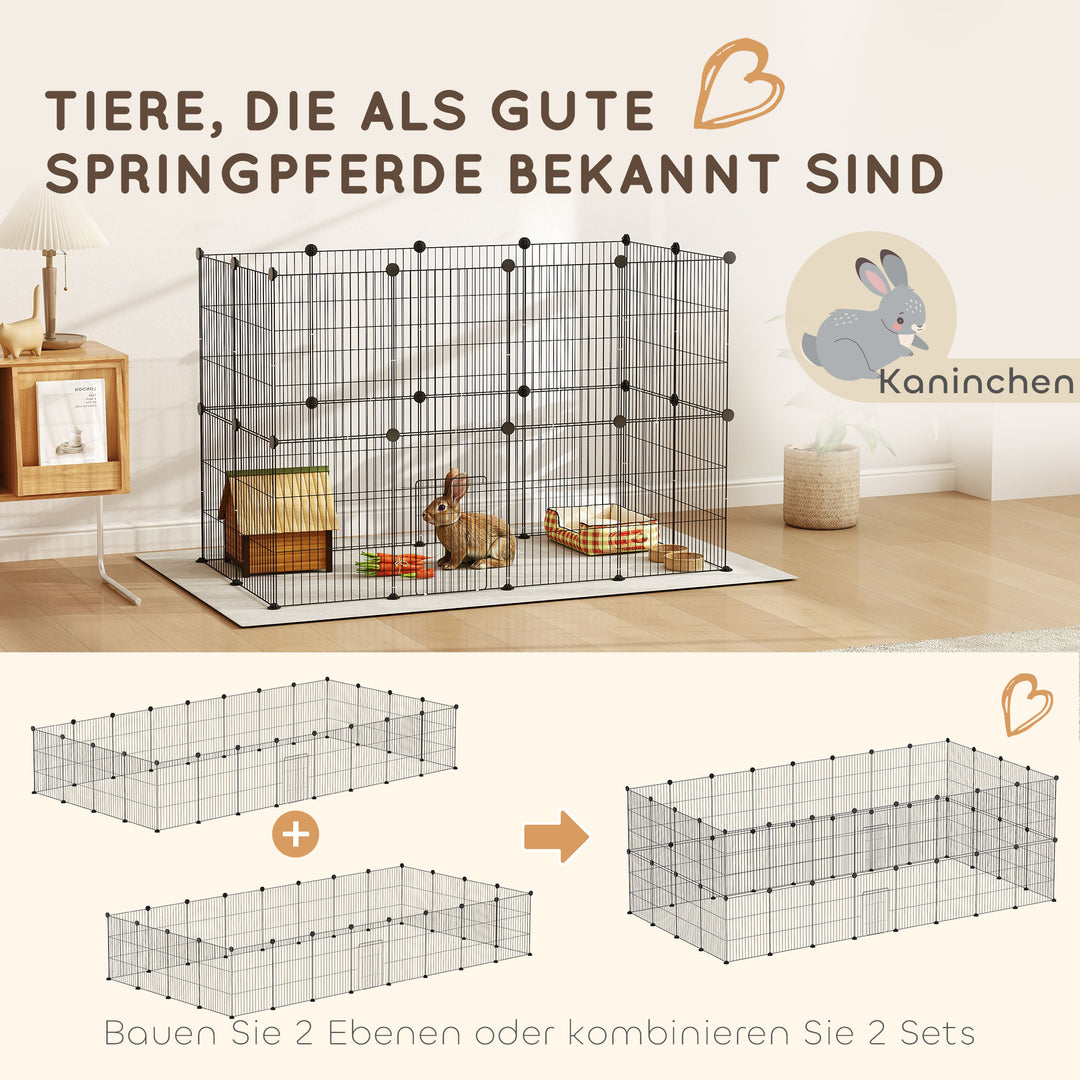 Bur til små dyr, udendørs indhegning, modulært design, 0,72 m², stål, sort