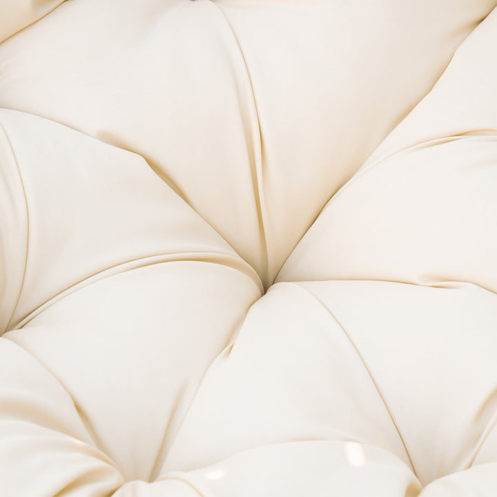 Papasan stol, kurvestol, sædehynde, syntetisk rattan, drejelig, metalstel, 87 x 97 x 86 cm, beige