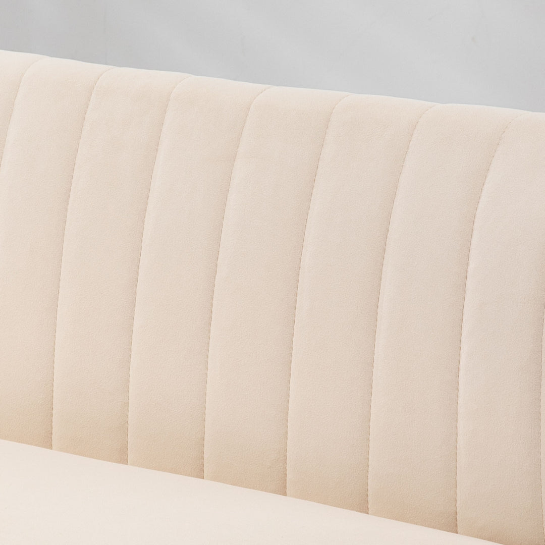 Sofa retro design 2-personers sofa, træben, 117 cm x 56,5 cm x 77 cm, cremehvid