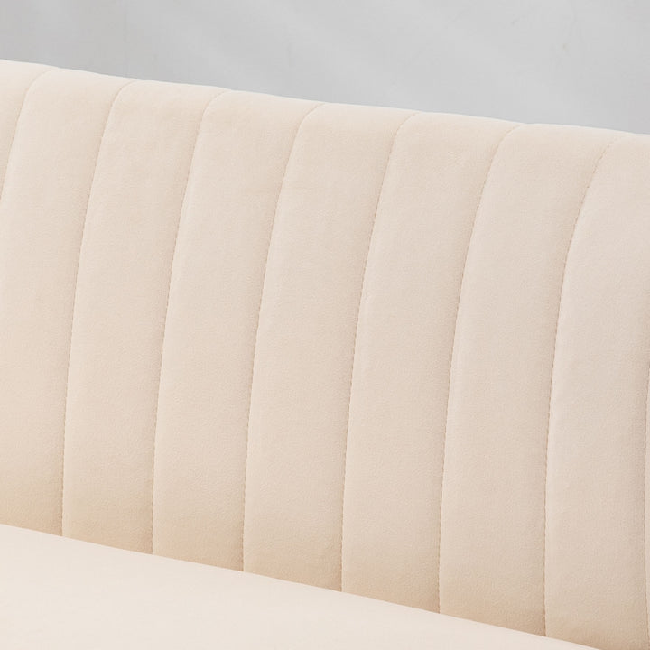 Sofa retro design 2-personers sofa, træben, 117 cm x 56,5 cm x 77 cm, cremehvid