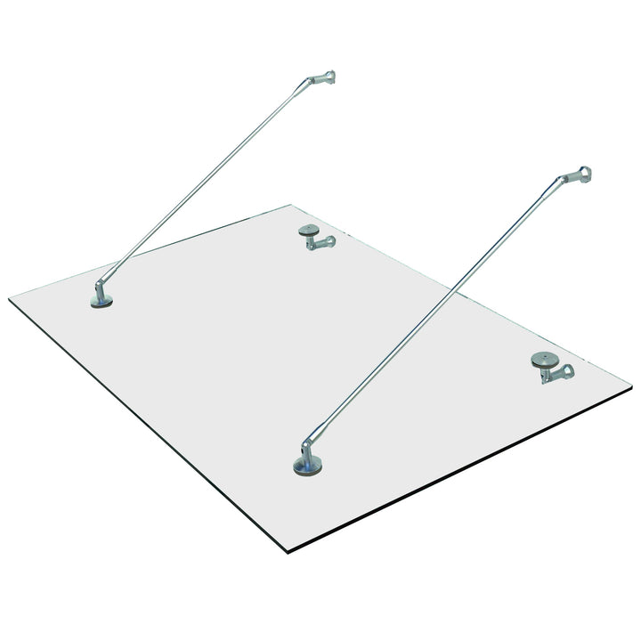 Baldakin dørbaldakin, hærdet glas, 304 rustfrit stål klar glas 150 x 90 cm