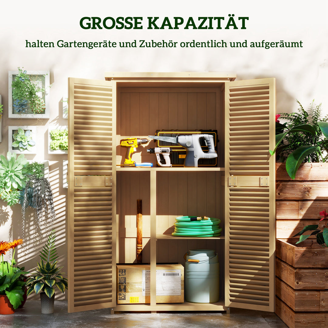 Vejrbestandig havekommode, 2 låger med lås, fyrretræ, 87l x 46,5b x 160h cm, lysegul