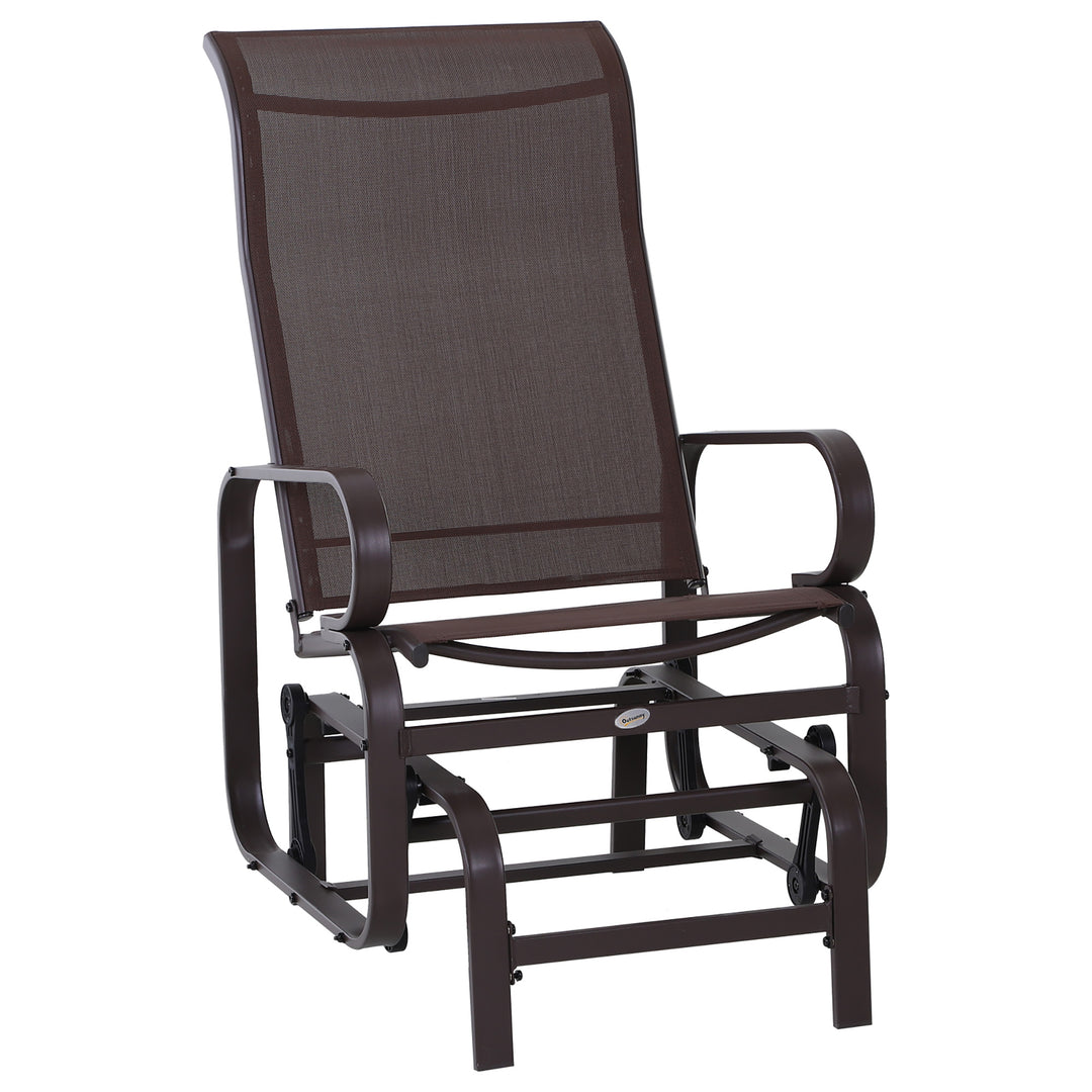 Havegyngestol, havestol, afslapningsstol, havegynge, metalgyngestol til have, terrasse, balkon, Texteline Brun, 60 x 78 x 105 cm