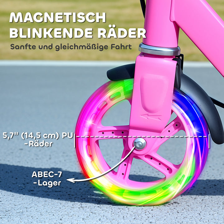 Børnescooter, dobbeltbremser, metalstel, fodstøtte, foldbar, 3-8 år, pink