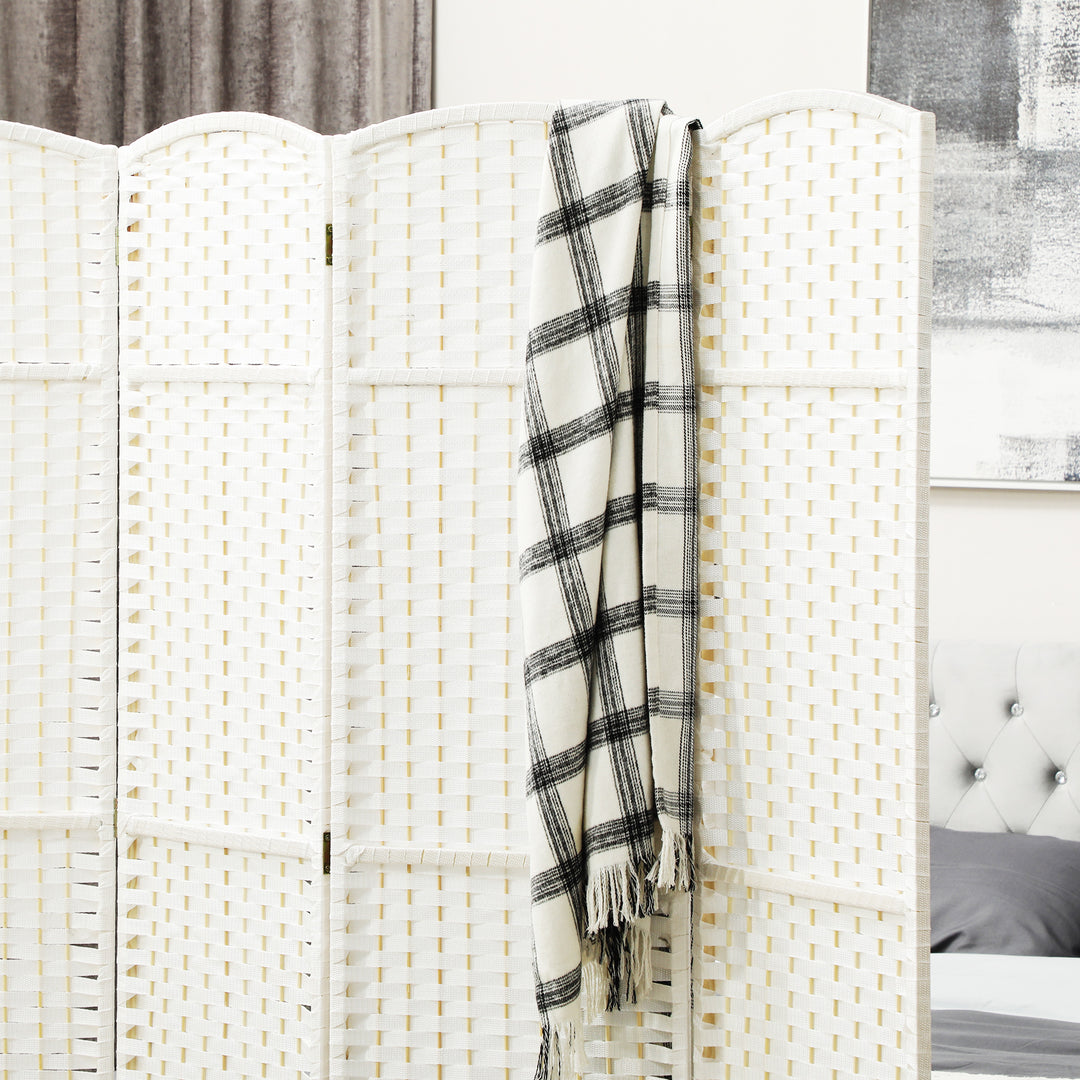 4-Panels rumdeler, foldbar skærm, skærm til stue, soveværelse, hjemmekontor, hvid