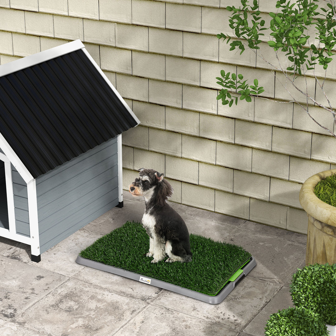 Hundetoilet med kunstgræs, drænhuller, lækagesikker, 67x41x3,5 cm, grøn