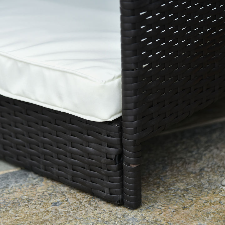 Rattan hundeseng udendørs med tag, forhøjet hundeseng til små og mellemstore hunde, kølende hundeseng med metalramme, hundeseng til udendørs, 69 x 98 x 70 cm, kaffebrun