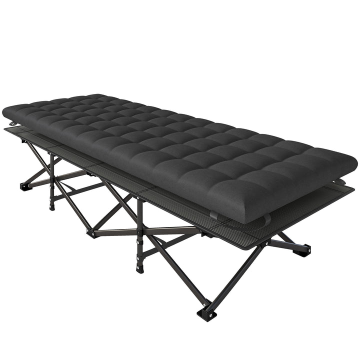 Sammenklappelig campingseng med bæretaske, campingliggestol op til 200 kg, indendørs/udendørs brug, 200 x 80 x 40 cm, sort