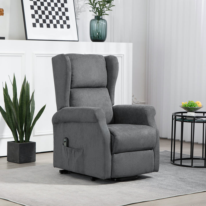 Lænestol, ståhjælp, lænefunktion, op til 200 kg, 72,5 x 94 x 109 cm, mørkegrå