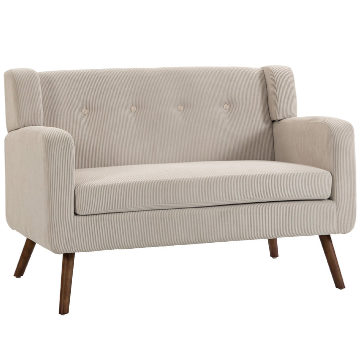2-personers sofa, 118 cm, lille sofa med fløjlslook, beige