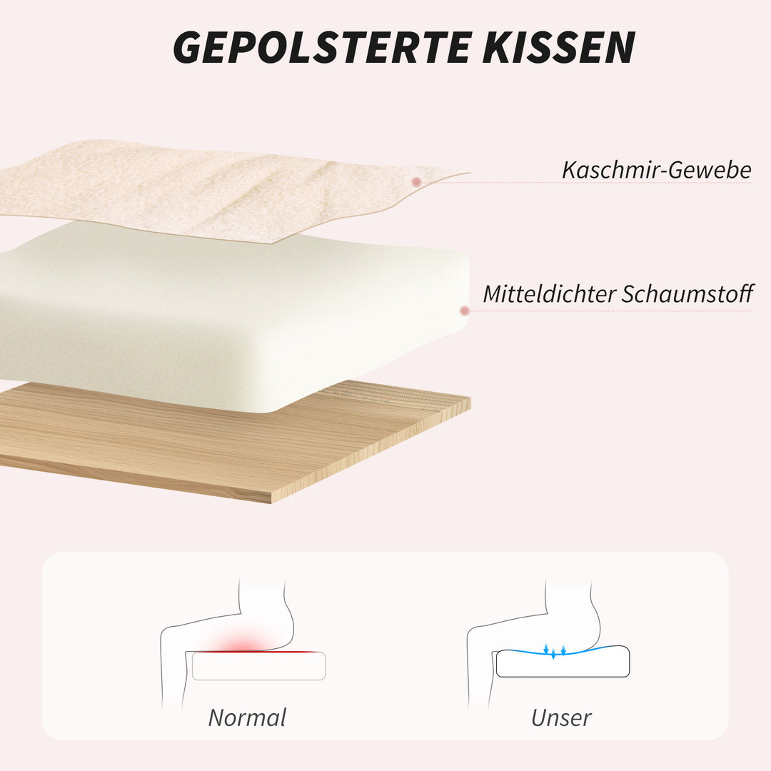 Kontorstol, skrivebordsstol med polstring, vippefunktion, drejelig, rullbar, cremehvid