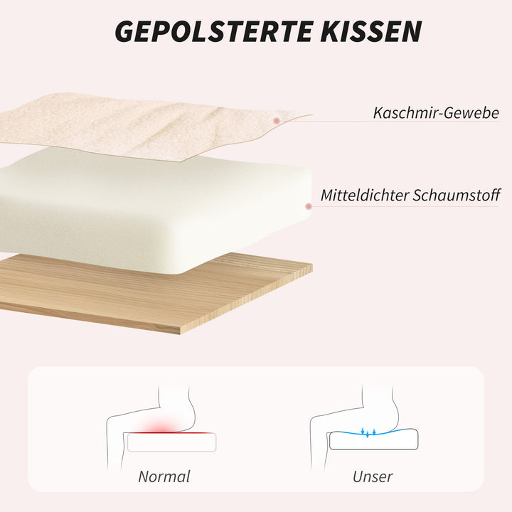 Kontorstol, skrivebordsstol med polstring, vippefunktion, drejelig, rullbar, cremehvid