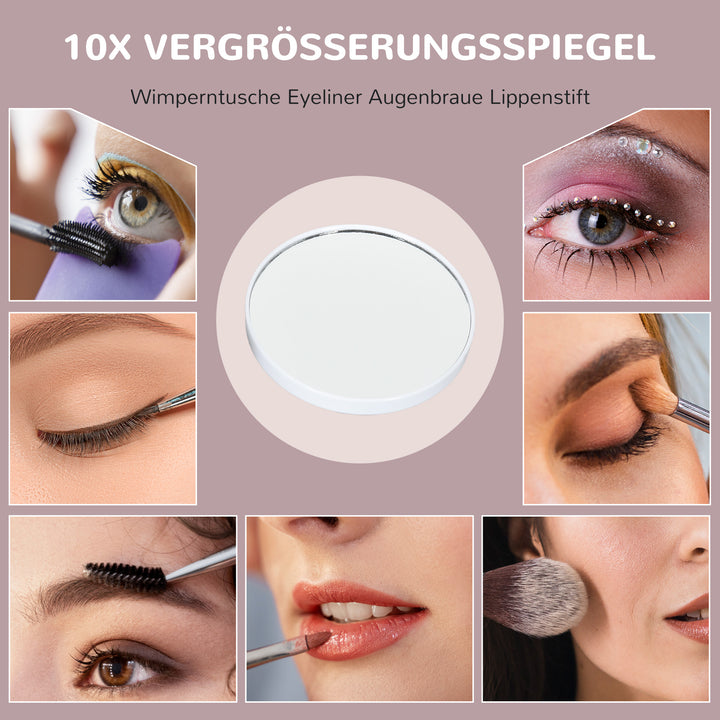 Led-kosmetikspejl, 3 lysindstillinger, dæmpbar, touch-betjening, usb, 62,5 x 49,5 cm, hvid