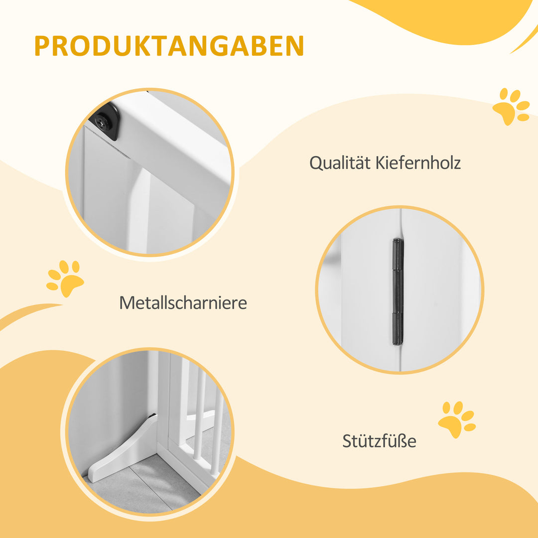 Hundegitter dør sikkerhedsgitter træsikkerhedsgitter fritstående hundegitter med dør hundebarrier konfigurationsgitter til pejs og komfur hvid 113-166 x 36 x 71 cm