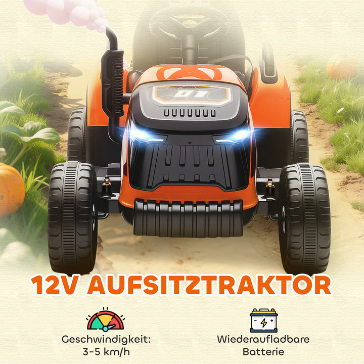 Elektrisk børnetraktor, havetraktor med fjernbetjening, blød start, til børn i alderen 3-8 år, orange