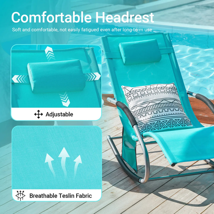 Liggestol / gyngestol til haven, B62 x D158 x H86 cm, turkis