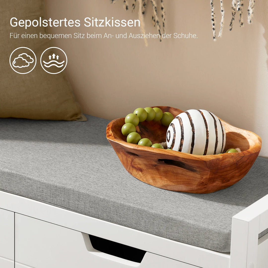 Hold entreen ryddelig med denne elegante skobænk i hvid, B91 x H50 x D31 cm