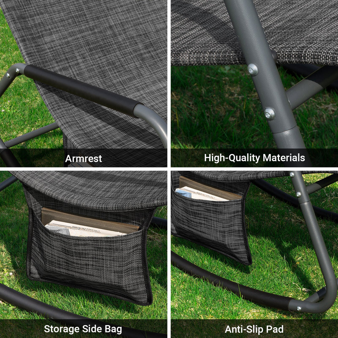 Liggestol / gyngestol til haven, B57 x D145 x H84 cm, sort