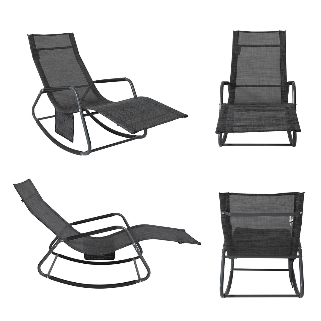 Liggestol / gyngestol til haven, B57 x D145 x H84 cm, sort