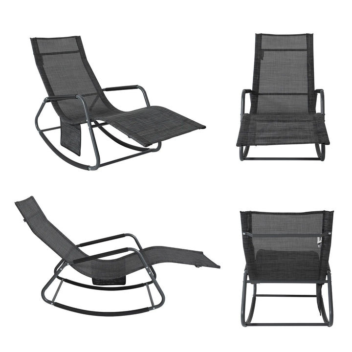 Liggestol / gyngestol til haven, B57 x D145 x H84 cm, sort