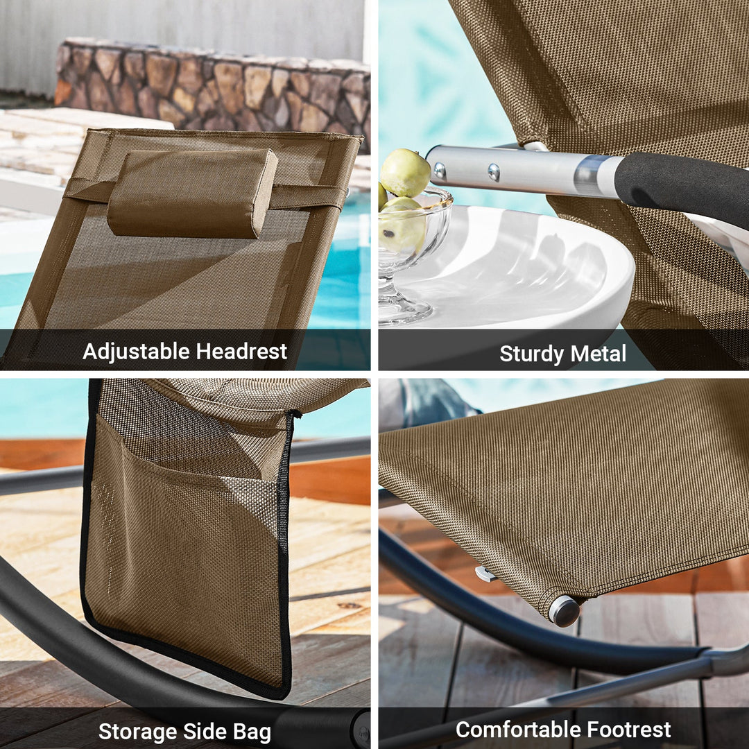 Sæt med 2 x liggestole, B63 x D150 x H87 cm, brun