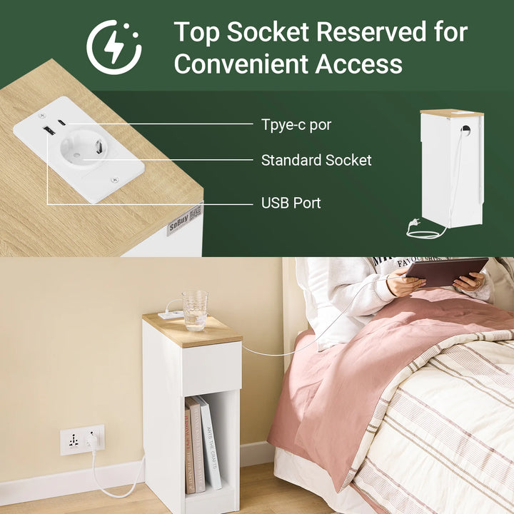 Pladsbesparende sengebord i skandi-stil, B20 x D35 x H60 cm