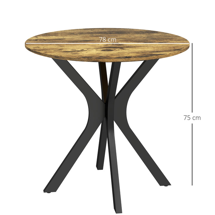 Køkkenbord til 2 personer, rundt, pulverlakeret stålstel, Ø78 cm, rustik brun