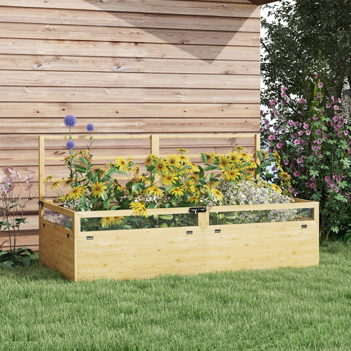 Hævet bed/plantekasse/urtehave, vejrbestandig, 1 espalier, 183 x 98,5 x 95 cm, naturlig
