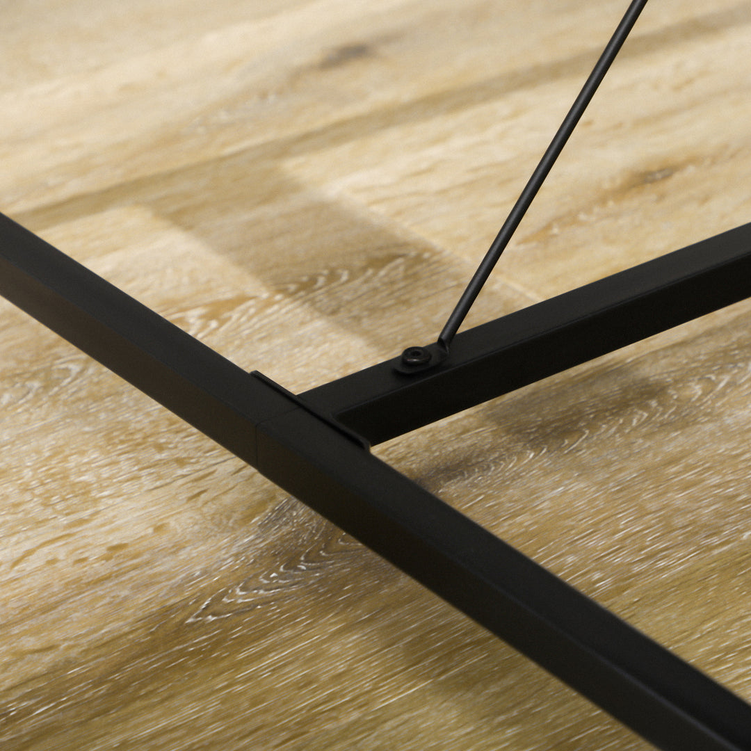 Spisesæt 4 personer spisebord med 2 bænke, industrielt design, 120 cm x 70 cm x 75 cm, sort + natur