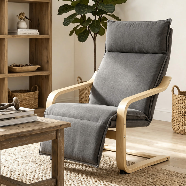 Loungestol, stuestol med fodstøtte, moderne mørkegrå