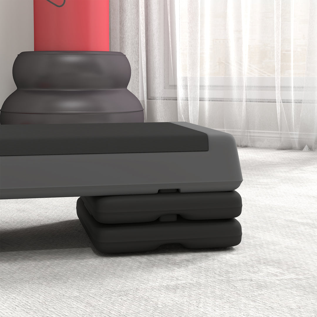 Højdejusterbar fitness stepper, skridsikker, egnet til hjemmet, fitnesscentret eller kontoret, plastik, grå