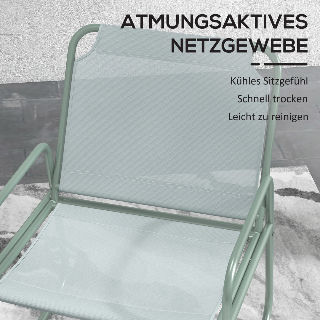 3-Delt havemøbelsæt, 2 stole med åndbart stofbetræk, 1 rundt bord ø60 cm, grøn