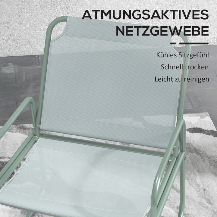 3-Delt havemøbelsæt, 2 stole med åndbart stofbetræk, 1 rundt bord ø60 cm, grøn