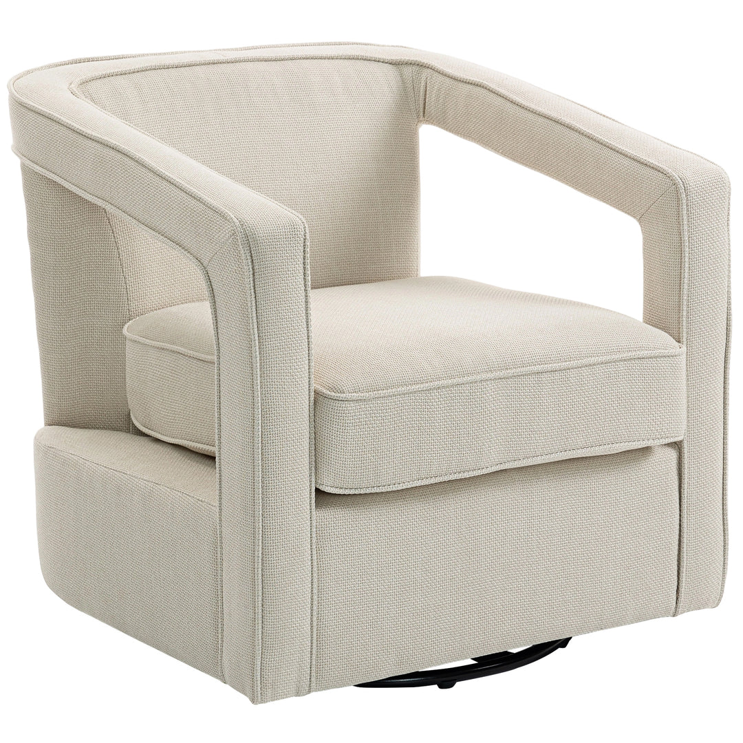 Lænestol til stuen, 360° drejelig loungestol, lænestol med ryglæn og armlæn i ét stykke, 77 x 75 x 72 cm, beige
