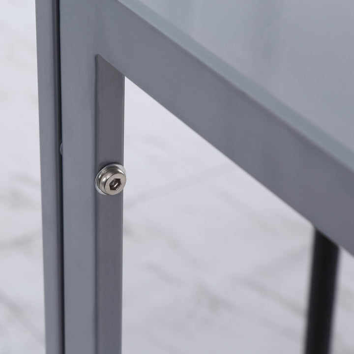 Spisebord køkkenbord glasbord firkantet bord, glasplade, kompakt design, grå