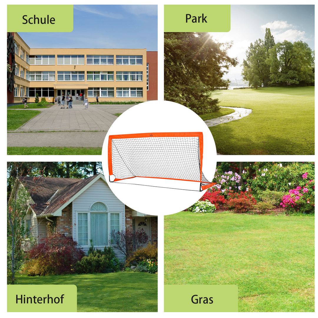 Fodboldmålsæt, letvægts, nem samling, bæretaske, stålrør, 183x90x90 cm, orange