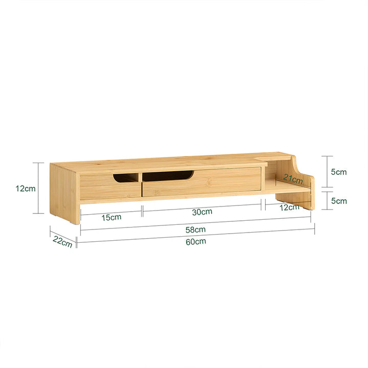 Elegant og ergonomisk skærmstander, 60x22x12 cm, naturfarvet