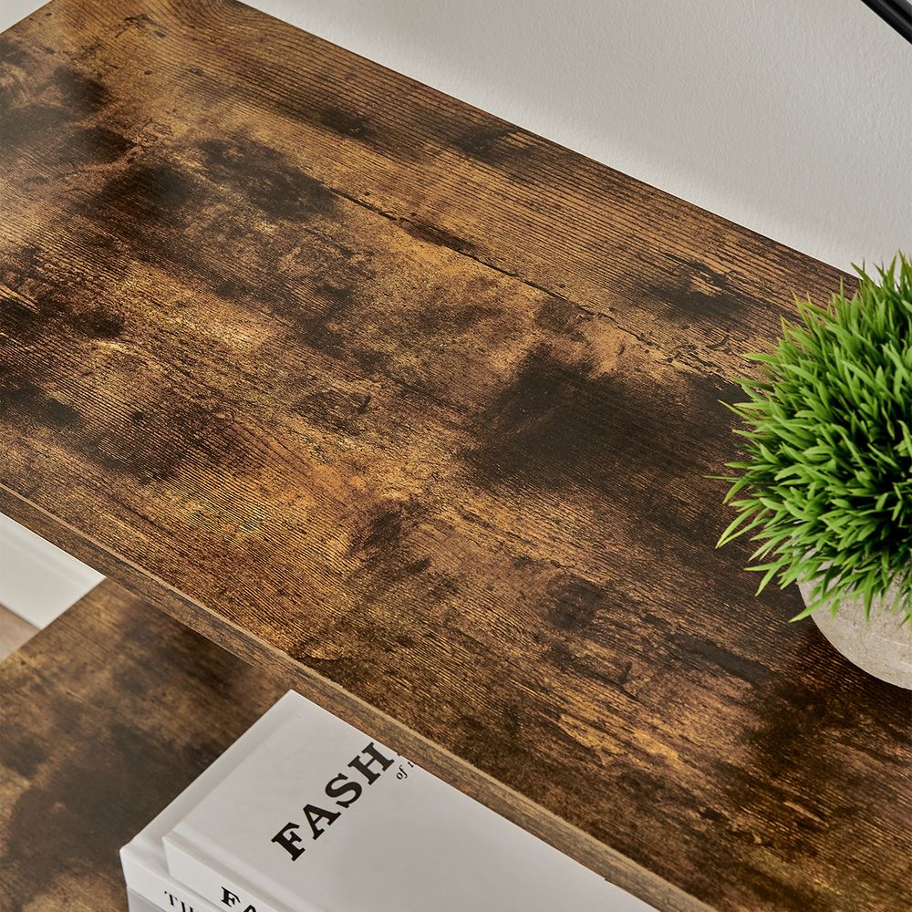 Bogreol i bambus og MDF, industrielt look, L63 x B34 x H137 cm, brun