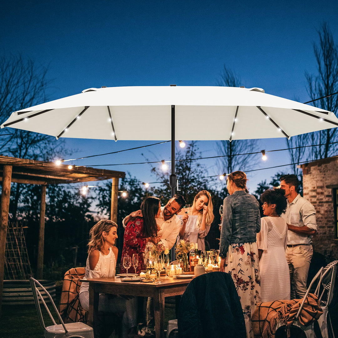 Oval parasol cremehvid 440 x 256 cm