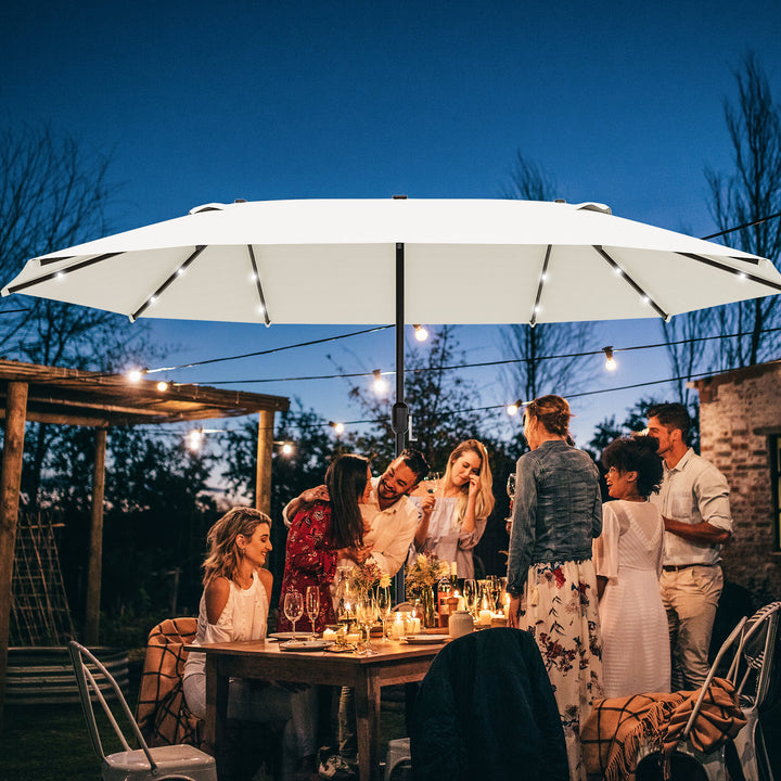 Oval parasol cremehvid 440 x 256 cm