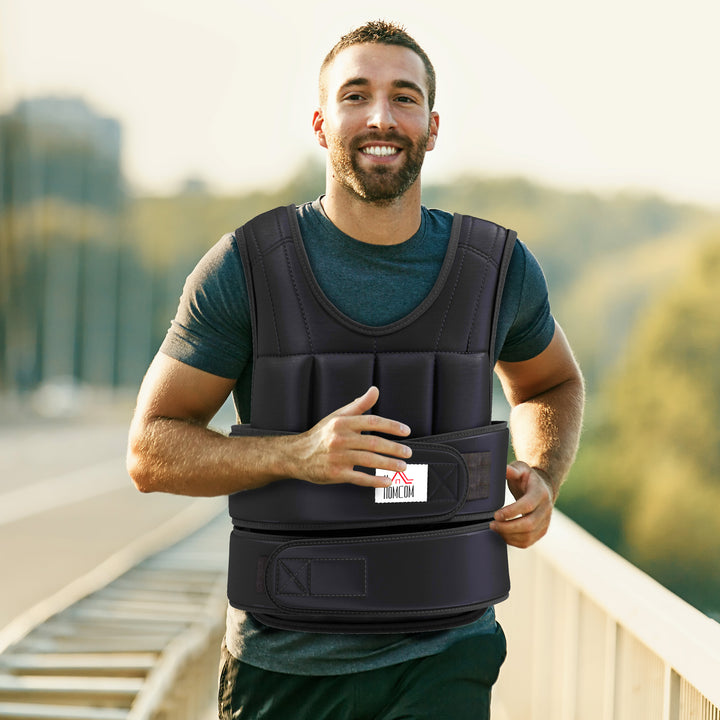 Vægtvest 20 kg justerbar træningsvest med aftagelige vægte, velcrolukninger, løbevest til kvinder og mænd til muskelopbygning, styrketræning, løb, fitness, crosstræning