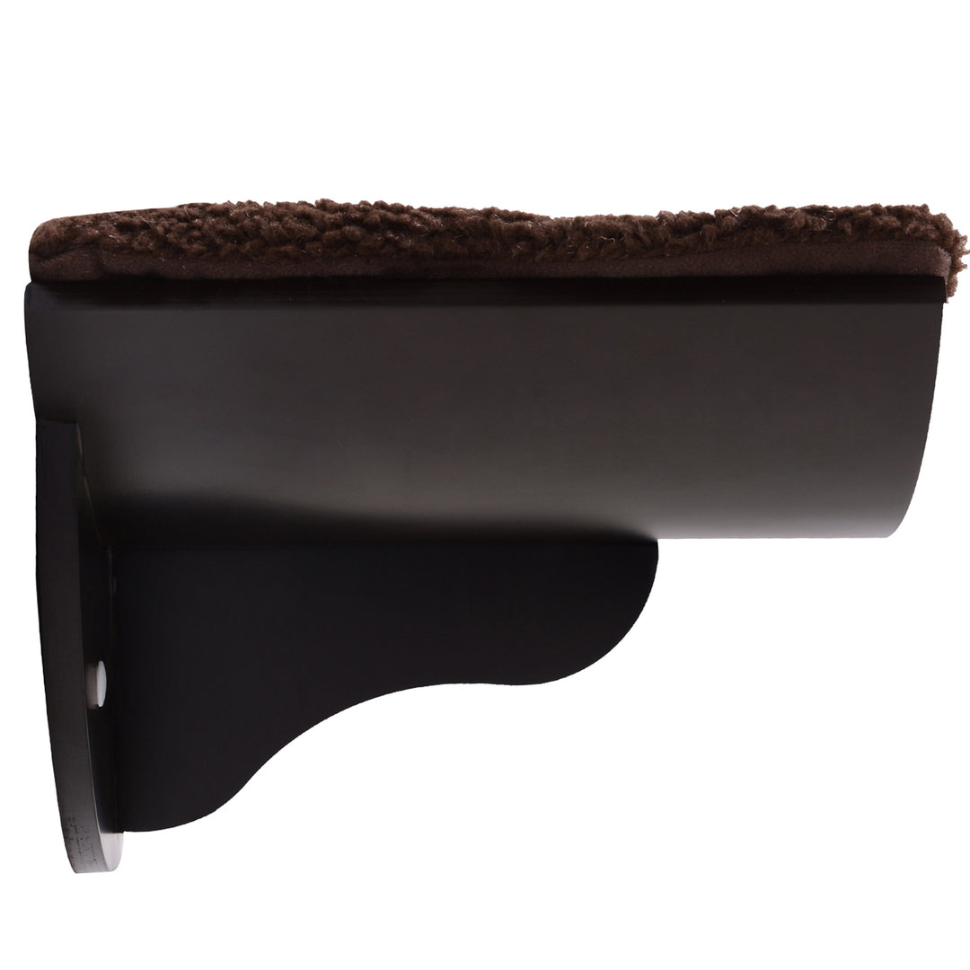 Katteseng, vægmonteret, plysmåtte, brun, 41 x 28 x 21 cm