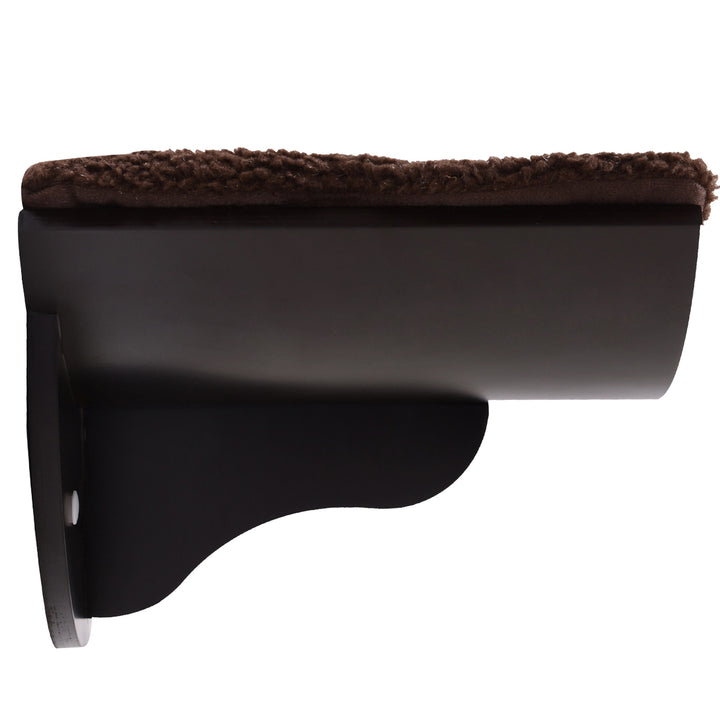 Katteseng, vægmonteret, plysmåtte, brun, 41 x 28 x 21 cm