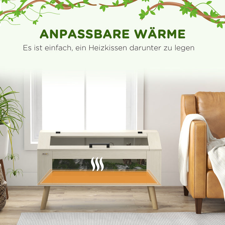 Krybdyrkasse, firbenkasse, 140 liter, kompatibel med varmepude, glasvindue