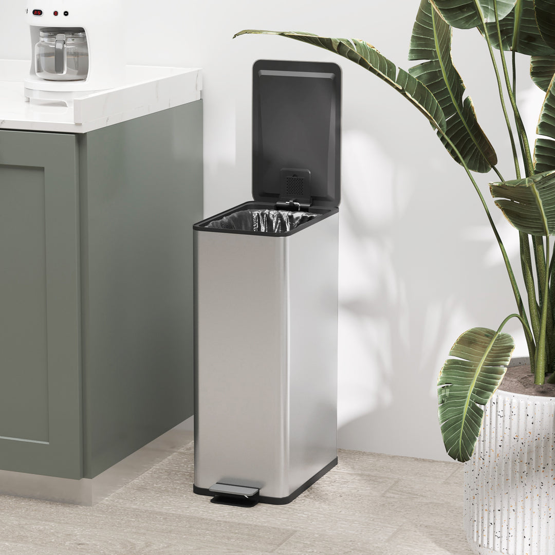 Skraldespand 20l, soft-close låg, deodorantrum, fingeraftrykssikker, rustfrit stål, sølv