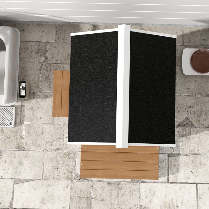 Udendørs kattehus med vejrbestandigt tag, aftageligt gulv, 2 etager, til 1-2 katte, brun