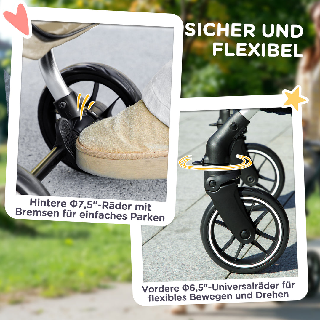 Hundeklapvogn, let og sammenklappelig transportvogn til små hunde, vaskbar hynde, netvindue, khaki