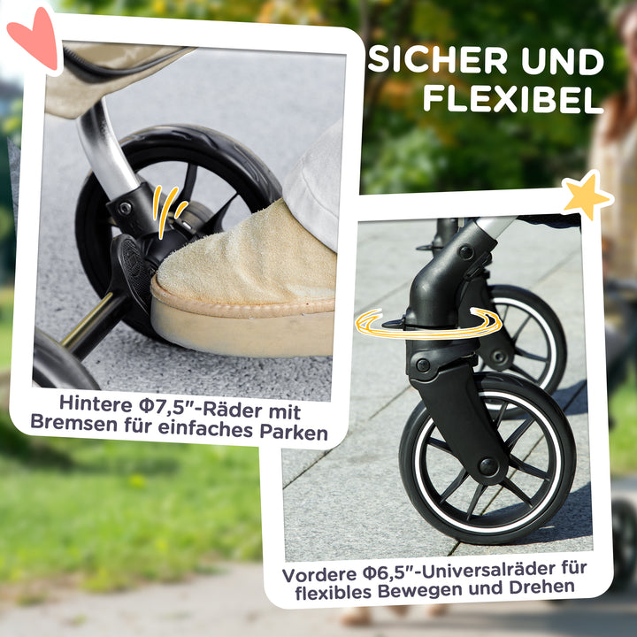 Hundeklapvogn, let og sammenklappelig transportvogn til små hunde, vaskbar hynde, netvindue, khaki