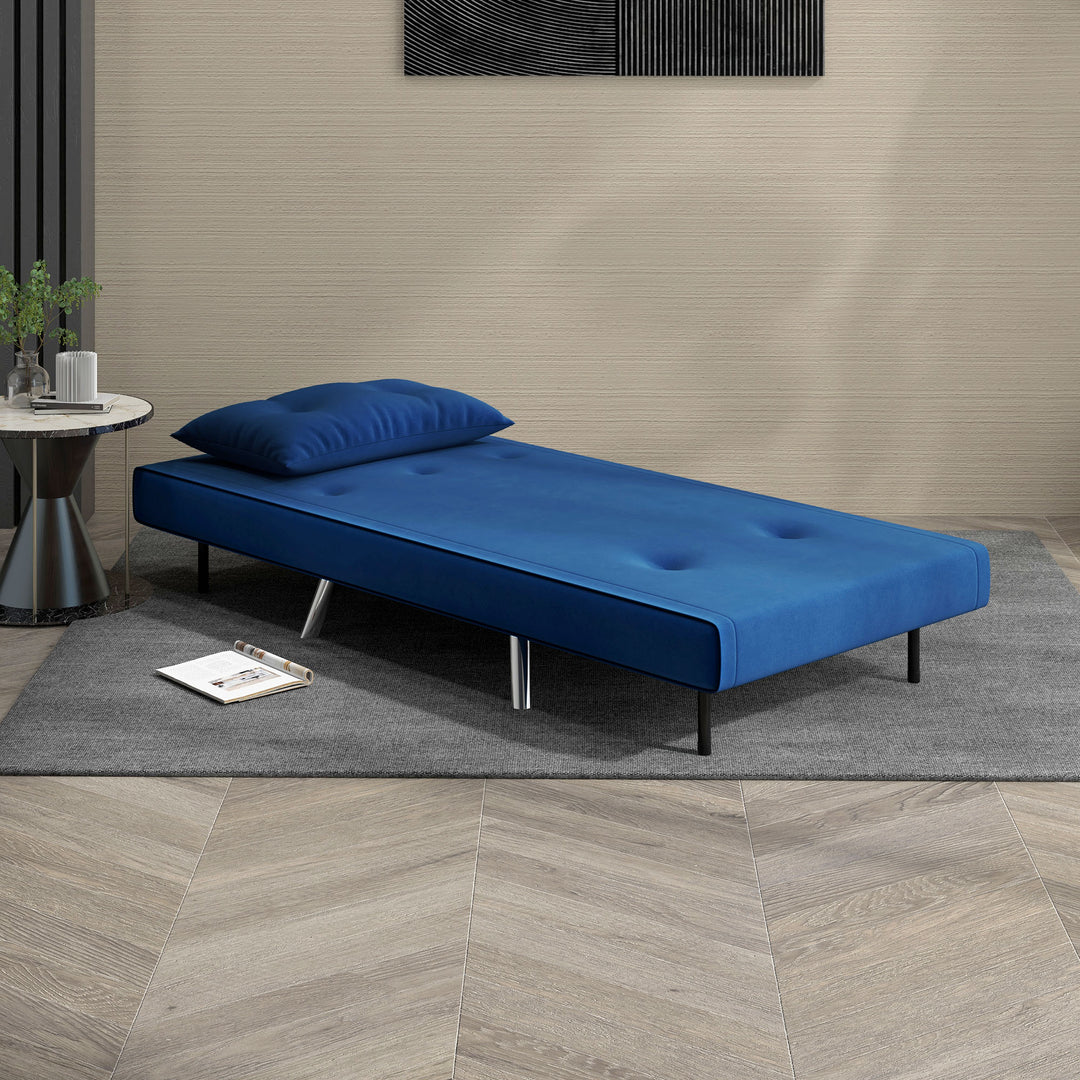 Lænestol med lænefunktion, knapsyninger, linnedlook, 77 cm x 88 cm x 83 cm, blå